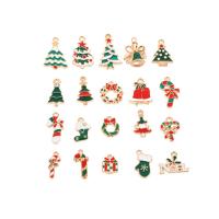 Zinklegering Kerst Hangers, Zinc Alloy, gold plated, DIY & verschillende stijlen voor de keuze & glazuur, meer kleuren voor de keuze, nikkel, lood en cadmium vrij, 10-20mm, Verkocht door Bag