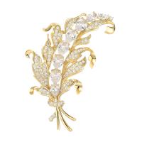 Cubic Zirconia Brooch Brass Wheat gold color plated micro pave cubic zirconia & for woman nickel lead & cadmium free Sold By PC