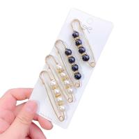 Plastic Pearl Brooch with Zinc Alloy plated for woman & with rhinestone 10-75mm Sold By Set