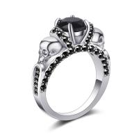 Cubic Zirconia Micro Pave Brass Ring Skull platinum plated Unisex & micro pave cubic zirconia nickel lead & cadmium free 7.60mm US Ring Sold By PC