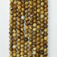 Picture jaspis perler, Picture Jasper, Runde, naturlig, forskellig størrelse for valg, khaki, Solgt Per Ca. 14.96 inch Strand
