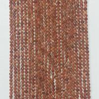 Goldstone Pärlor, Flat Round, naturlig, fasetterad, rödorange, 4mm, Såld Per Ca 14.96 inch Strand