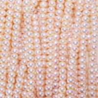 Přírodní sladkovodní perly perlí, Sladkovodní Pearl, Flat Round, DIY, bílý, 6-7mm, Prodáno za Cca 38 cm Strand