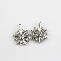 Zinc Alloy Rhinestone Pendants Snowflake silver color plated DIY & with rhinestone & hollow nickel lead & cadmium free Sold By PC