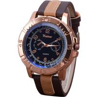 Men Wrist Watch PU Leather with Glass & 304 Stainless Steel & Zinc Alloy Chinese watch movement waterproofless & for man rose gold color plated Sold By PC