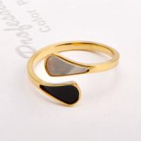 Titanium Steel Finger Ring with Shell Geometrical Pattern Vacuum Ion Plating & for woman US Ring Sold By PC