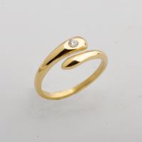 Titanium Steel Finger Ring Snake 14K gold plated & for woman & with rhinestone US Ring Sold By PC