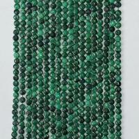 Malakit perler, Flad Rund, naturlig, facetteret, grøn, 4mm, Solgt Per Ca. 14.96 inch Strand