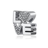Zinc Alloy European Beads Alphabet Letter plated DIY silver color 10-15mm Sold By PC