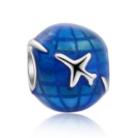 Zinc Alloy European Beads Globe plated DIY & enamel blue Sold By PC