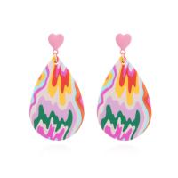 Polymer Clay Earring with Zinc Alloy stoving varnish fashion jewelry & for woman pink Sold By Pair