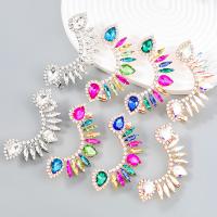 Kolczyk z kryształem górskim, Stop cynku, Powlekane, biżuteria moda & dla kobiety & ze szklanym kamieniem & z kamieniem, dostępnych więcej kolorów, 71x48mm, sprzedane przez para