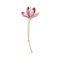 Enamel Brooch Brass Lotus gold color plated for woman nickel lead & cadmium free Sold By PC