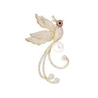 South Sea Shell Brooch Brass with Shell Pearl Phoenix plated micro pave cubic zirconia & for woman nickel lead & cadmium free Sold By PC