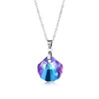 Crystal Necklace 304 Stainless Steel with Crystal with 1.97inch extender chain Shell polished fashion jewelry & for woman Length Approx 17.72 Inch Sold By PC