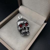 Zinc Alloy Skull Pendants antique silver color plated vintage & DIY & with rhinestone nickel lead & cadmium free Sold By PC