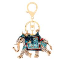 Bag Purse Charms Keyrings Keychains Zinc Alloy Elephant gold color plated with rhinestone nickel lead & cadmium free Sold By PC