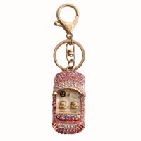 Bag Purse Charms Keyrings Keychains Zinc Alloy Car gold color plated with rhinestone nickel lead & cadmium free Sold By PC