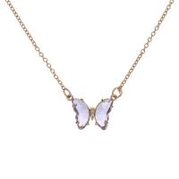 Crystal Necklace Zinc Alloy with Crystal Butterfly gold color plated fashion jewelry & for woman & with rhinestone Length Approx 50 cm Sold By PC