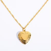 Fashion Locket Necklace Titanium Steel with 5cm extender chain Heart Vacuum Ion Plating & for woman Length Approx 45 cm Sold By PC