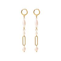 Freshwater Pearl Earrings 314 Stainless Steel with Freshwater Pearl Vacuum Ion Plating fashion jewelry & for woman Sold By Pair