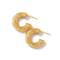 Stainless Steel Stud Earrings 314 Stainless Steel Letter C Vacuum Ion Plating fashion jewelry & for woman golden 19.80mm Sold By Pair