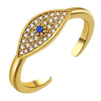 Evil Eye Jewelry Finger Ring Brass plated adjustable & micro pave cubic zirconia & for woman nickel lead & cadmium free US Ring Sold By PC