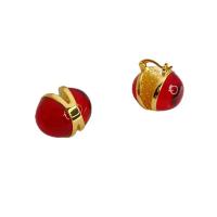 Crystal Earrings Brass with Crystal Round 18K gold plated for woman Sold By Pair