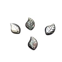 Natural Black Shell Pendler, Leaf, Carved, du kan DIY, sort, 10x15mm, Solgt af PC