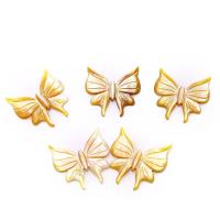 Perles de coquillage jaune naturel, coquille jaune, papillon, gravé, DIY & aucun trou, Jaune, 30x30mm, Vendu par PC