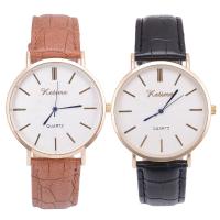 Couple Watch Bracelets PU Leather with Glass & 304 Stainless Steel & Zinc Alloy Chinese watch movement waterproofless & for man gold color plated Sold By PC