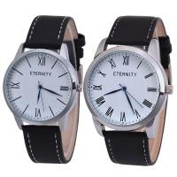 Men Wrist Watch PU Leather with Glass & 304 Stainless Steel & Zinc Alloy waterproofless & for couple black Sold By PC