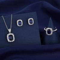 Rhinestone Jewelry Sets Brass Geometrical Pattern platinum plated for woman & with rhinestone Sold By PC