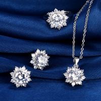 Conjuntos de joyería Rhinestone, metal, Flor, chapado en platina real, para mujer & con diamantes de imitación, más colores para la opción, Vendido por UD