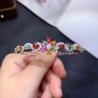 Rhinestone Bracelet Brass Flower platinum plated for woman & with rhinestone 60mm Sold By PC