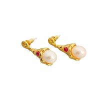Freshwater Pearl Earrings Brass with Freshwater Pearl plated for woman Sold By Pair
