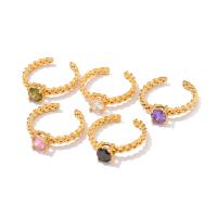Cubic Zirconia rustfrit stål fingre Ringe, med Cubic Zirconia, Hvede, mode smykker & for kvinde, flere farver til valg, 20x6mm, Solgt af PC