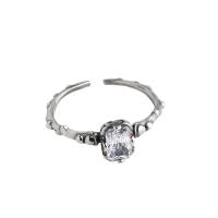 Cеребряное кольцо, Серебро 925 пробы, Геометрический узор, плакированный цветом под старое серебро, Корейский стиль & регулируемый & Женский & со стразами, размер:5.5-7.5, продается PC