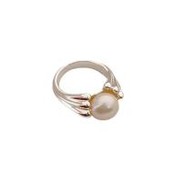 Édesvízi gyöngy Finger Ring, Sárgaréz, -val Édesvízi gyöngy, 18K aranyozott, különböző méretű a választás & a nő, Által értékesített PC
