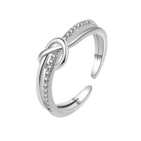 Rhinestone Finger Ring Brass platinum color plated Adjustable & for woman & with rhinestone platinum color Sold By PC