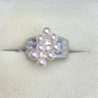 Freshwater Pearl Finger Ring with Brass fashion jewelry & for woman 3-3.5mm Sold By PC