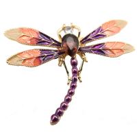 Crystal Brooch Zinc Alloy with Crystal Dragonfly gold color plated for woman & enamel nickel lead & cadmium free Sold By PC