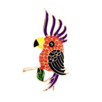 Enamel Brooch Zinc Alloy Parrot gold color plated for woman multi-colored nickel lead & cadmium free Sold By PC