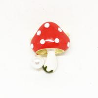 Enamel Brooch Zinc Alloy with Plastic Pearl mushroom gold color plated Unisex nickel lead & cadmium free Sold By PC