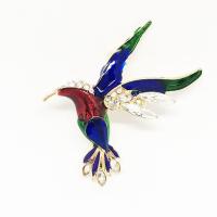 Enamel Brooch Zinc Alloy Bird gold color plated for woman & with rhinestone multi-colored nickel lead & cadmium free Sold By PC