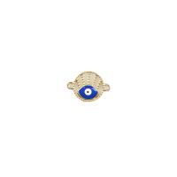 Złe oko wisiorki, Stop cynku, Platerowane w kolorze złota, DIY & emalia & podwójny otwór & pusty, bez zawartości niklu, ołowiu i kadmu, 22x16mm, sprzedane przez PC