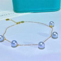 Akoya kultivované perly Náramek, s Mosaz, barva pozlacený, módní šperky & pro ženy, 6-7mm, Délka Cca 7.5 inch, Prodáno By PC