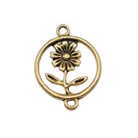 Flower Zinc Alloy Connector Flat Round antique gold color plated vintage & DIY & 1/1 loop & hollow nickel lead & cadmium free Sold By PC