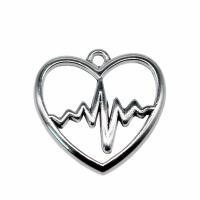 Zinc Alloy Heart Pendants plated DIY & hollow nickel lead & cadmium free Sold By PC