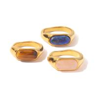 Gemstone Finger Ring, met Natuursteen, mode sieraden & verschillende grootte voor keus & voor vrouw, meer kleuren voor de keuze, nikkel, lood en cadmium vrij, 7.70mm, Maat:6-8, Verkocht door PC